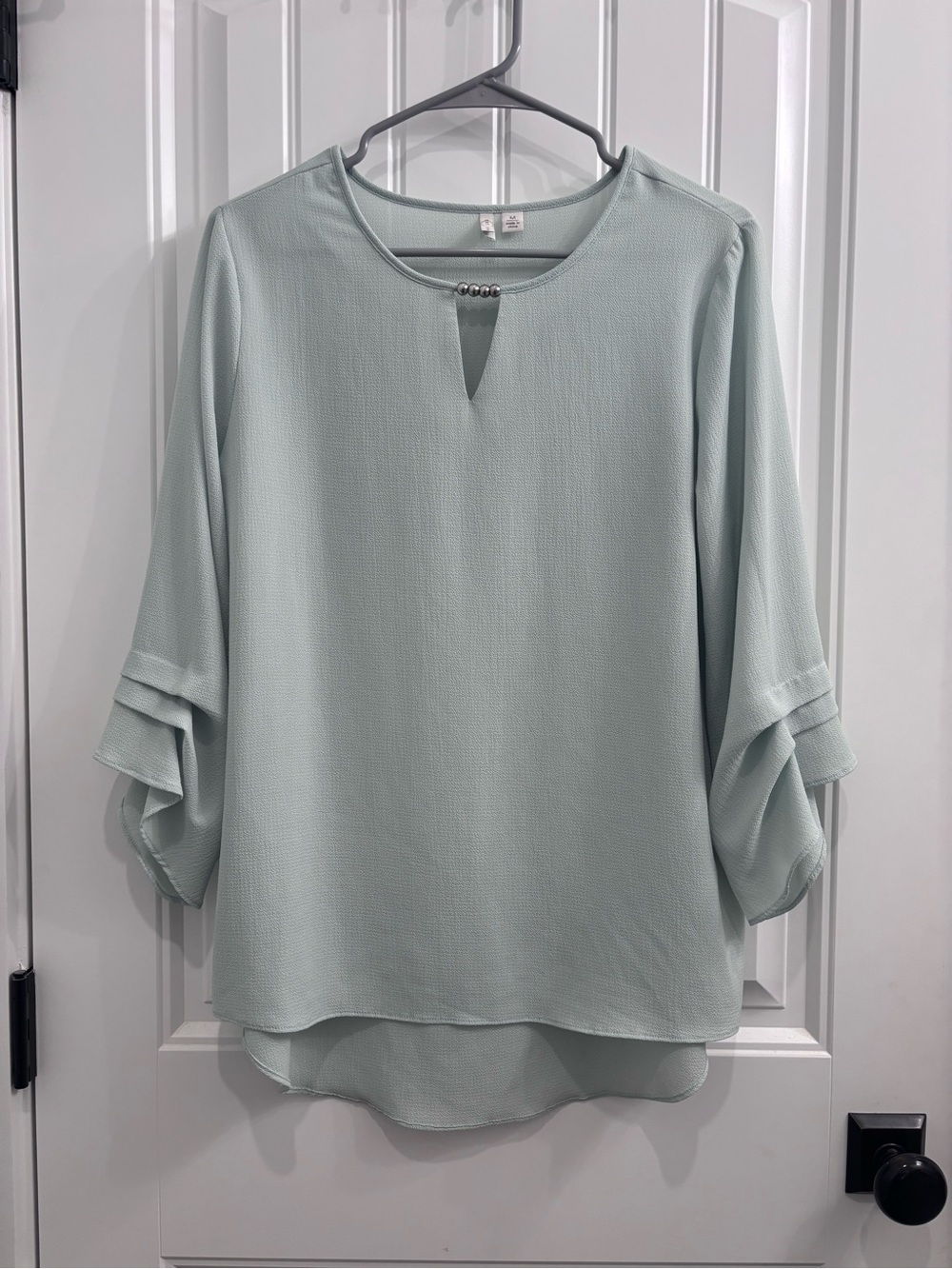 Light Sage Green Women's Blouse with Bead Detail